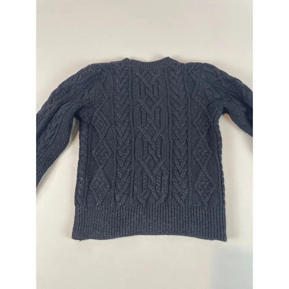 Ralph Lauren Girls Black Knit Sweater Size M (8–10) Crew Neck Classic Casual